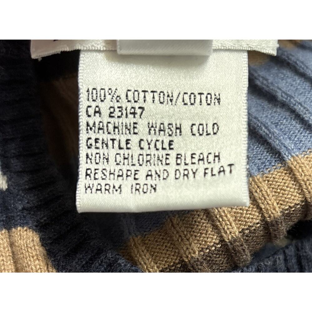 Talbots Petites Vintage 90s Striped Ribbed Cotton Sweater Sz P Made Hong Kong - Picture 6 of 6